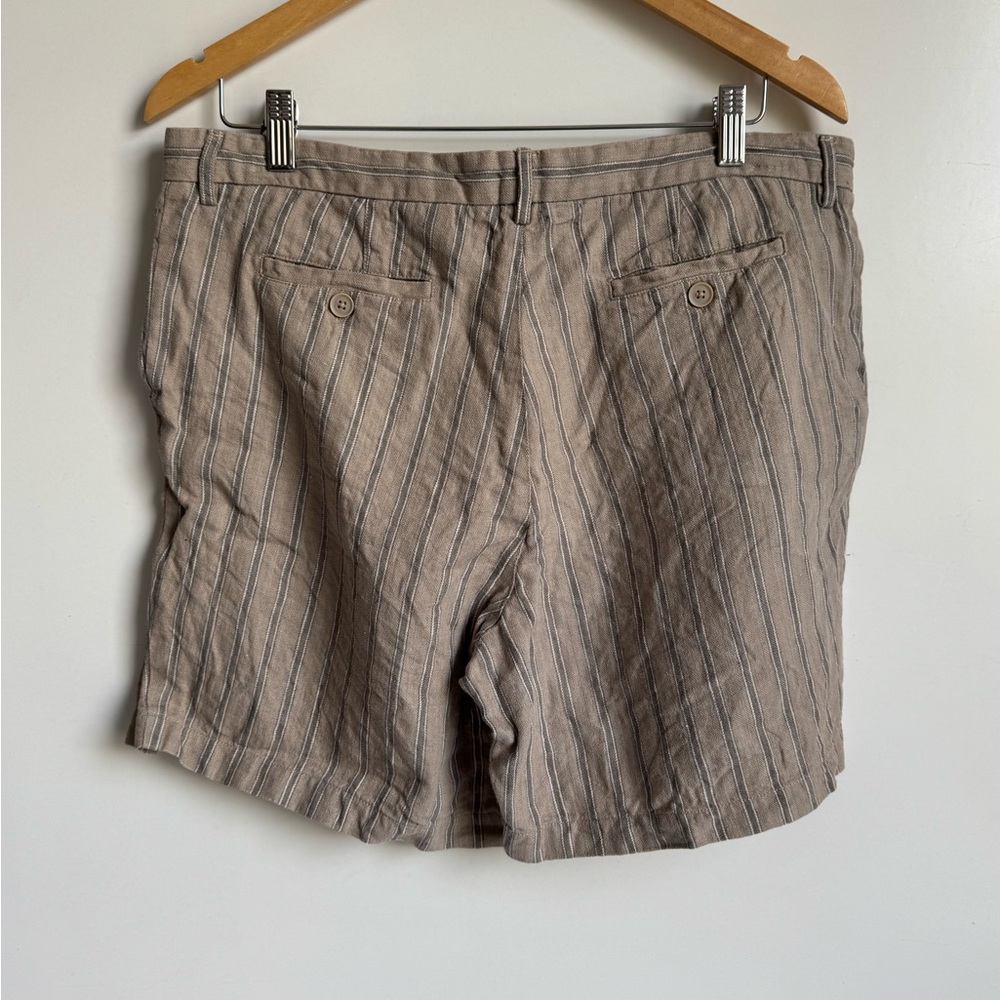 Peruvian Connection 100% Linen Brown Tan Women Shorts 14 Pockets Lightweight - Picture 5 of 10